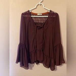 Burgundy Blouse with flared sleeves